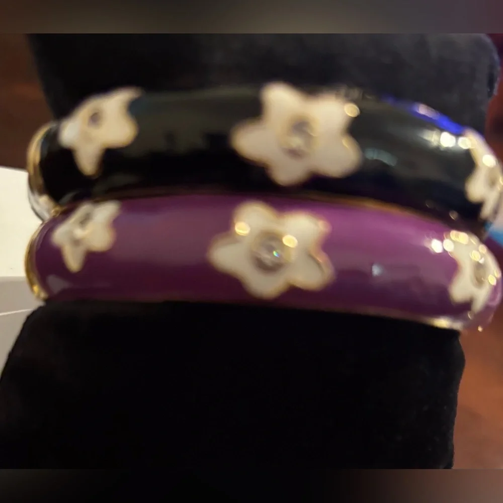 Elegant Black and Purple Floral Bangles